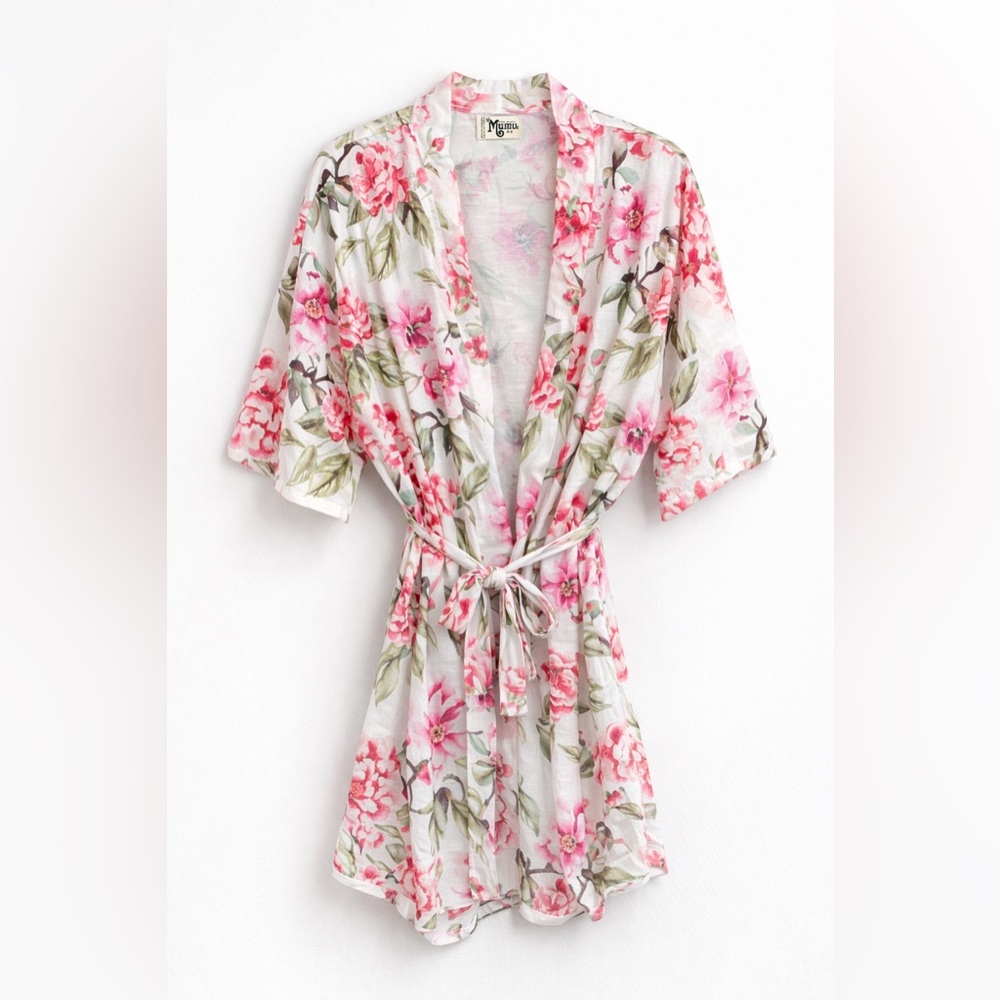🌸 Show Me Your Mumu Floral Kimono Robe Tie Waist Boho Bridal O/S